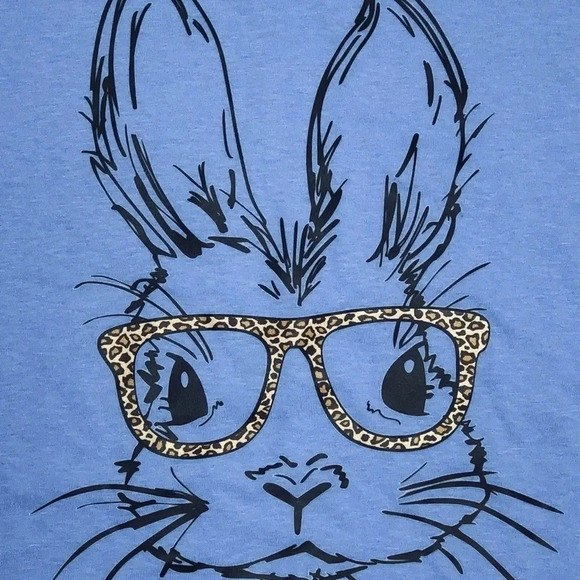 BUNNY WITH GLASSES Leopard print carolin blue Perfect for‎ Easter! Various Sizes - Picture 2 of 3